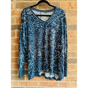 Westbound Cotton Long sleeve floral blouse Size  3X